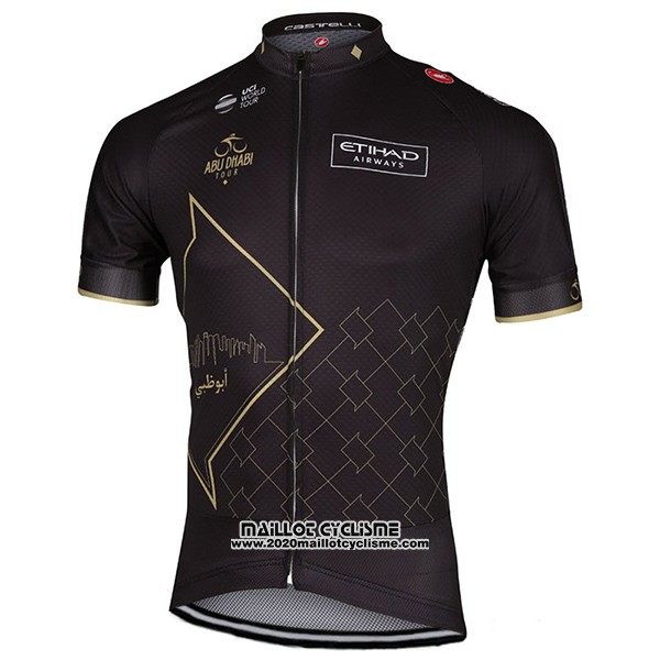 2017 Maillot Ciclismo Abu Dhabi Tour Noir Manches Courtes et Cuissard